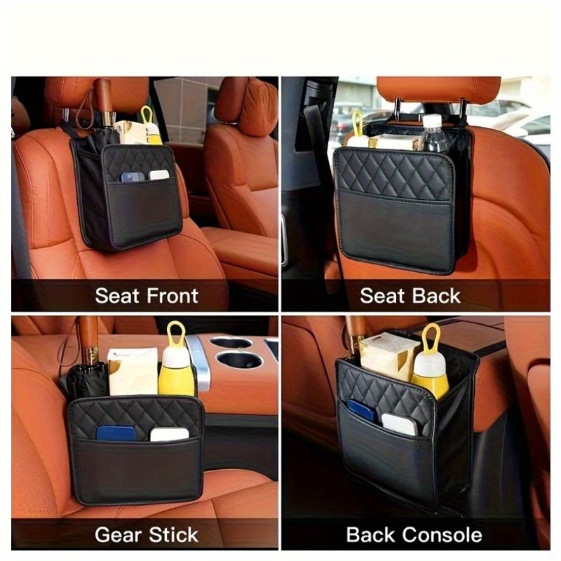 Faux Leather Car Seat Back Storage Bag