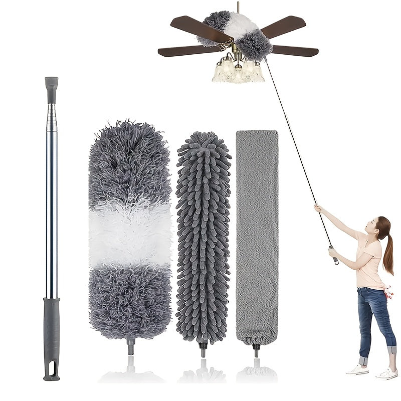 Microfiber Duster with Extension Pole Kit for High Ceilings