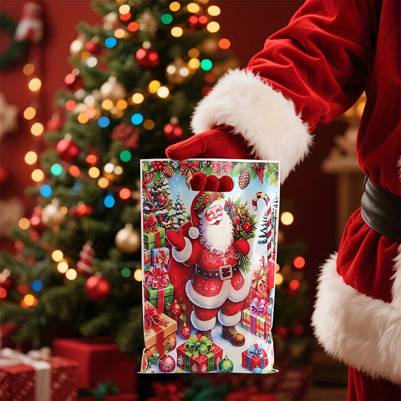 50pcs Vintage Santa Claus Christmas Gift Bags with Handles