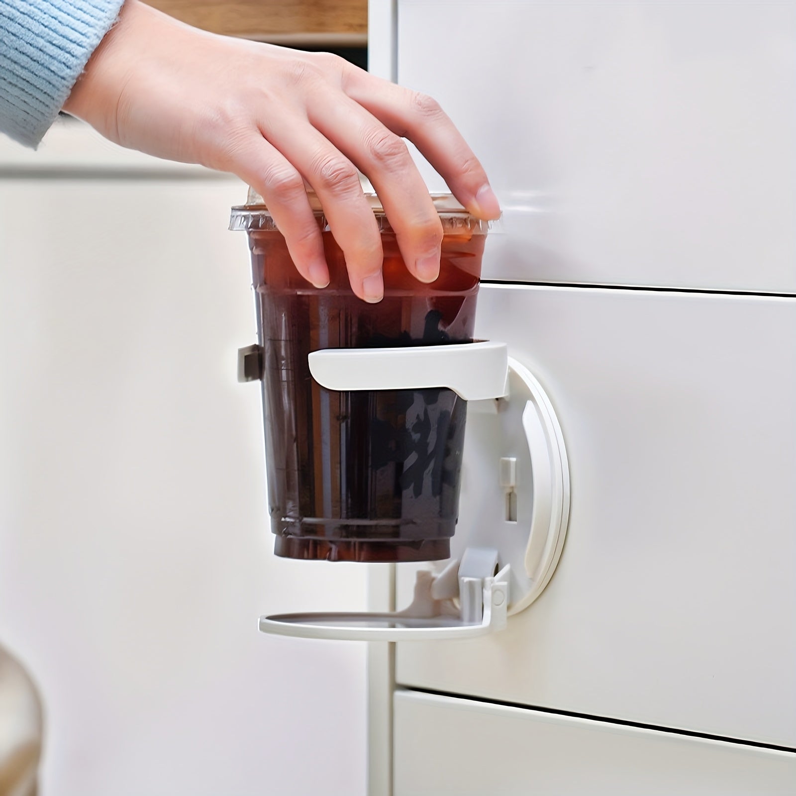 1pc White ABS Plastic Folding Cup Holder - HazMarket