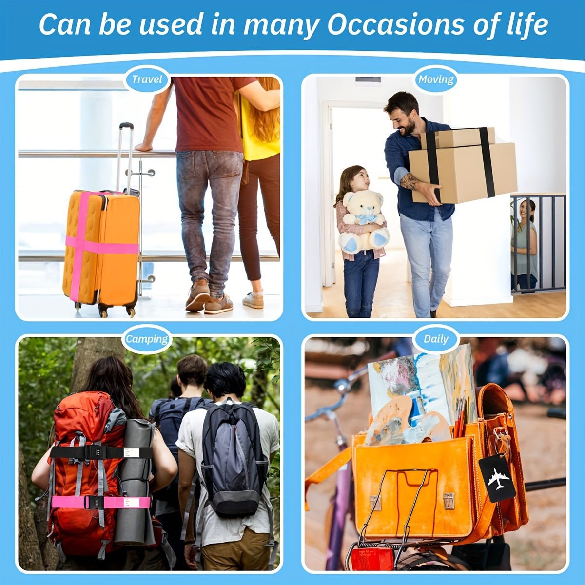 2pcs Premium Luggage Strap with Anti - Theft & 2pcs Travel ID Tags - HazMarket