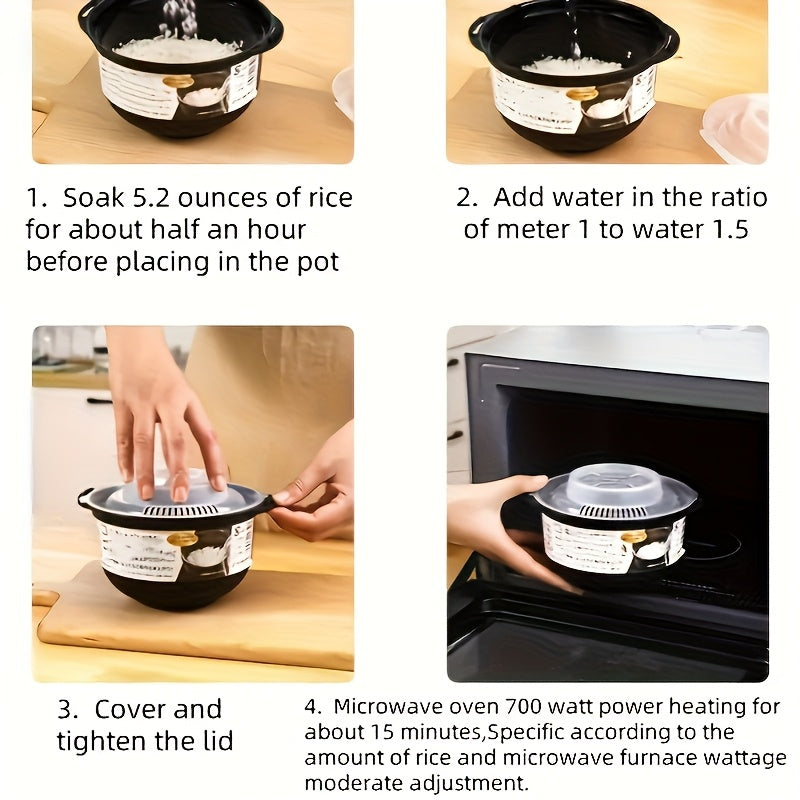 Compact Microwave Rice Cooker with Lid