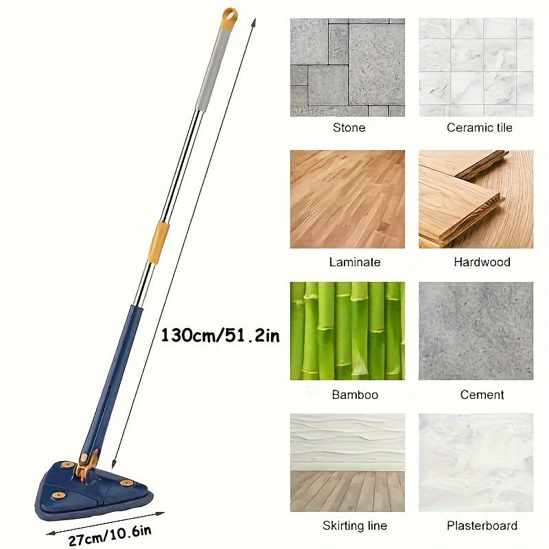 360° Rotating Triangle Wet and Dry Mop Set with 5 Microfiber Pads