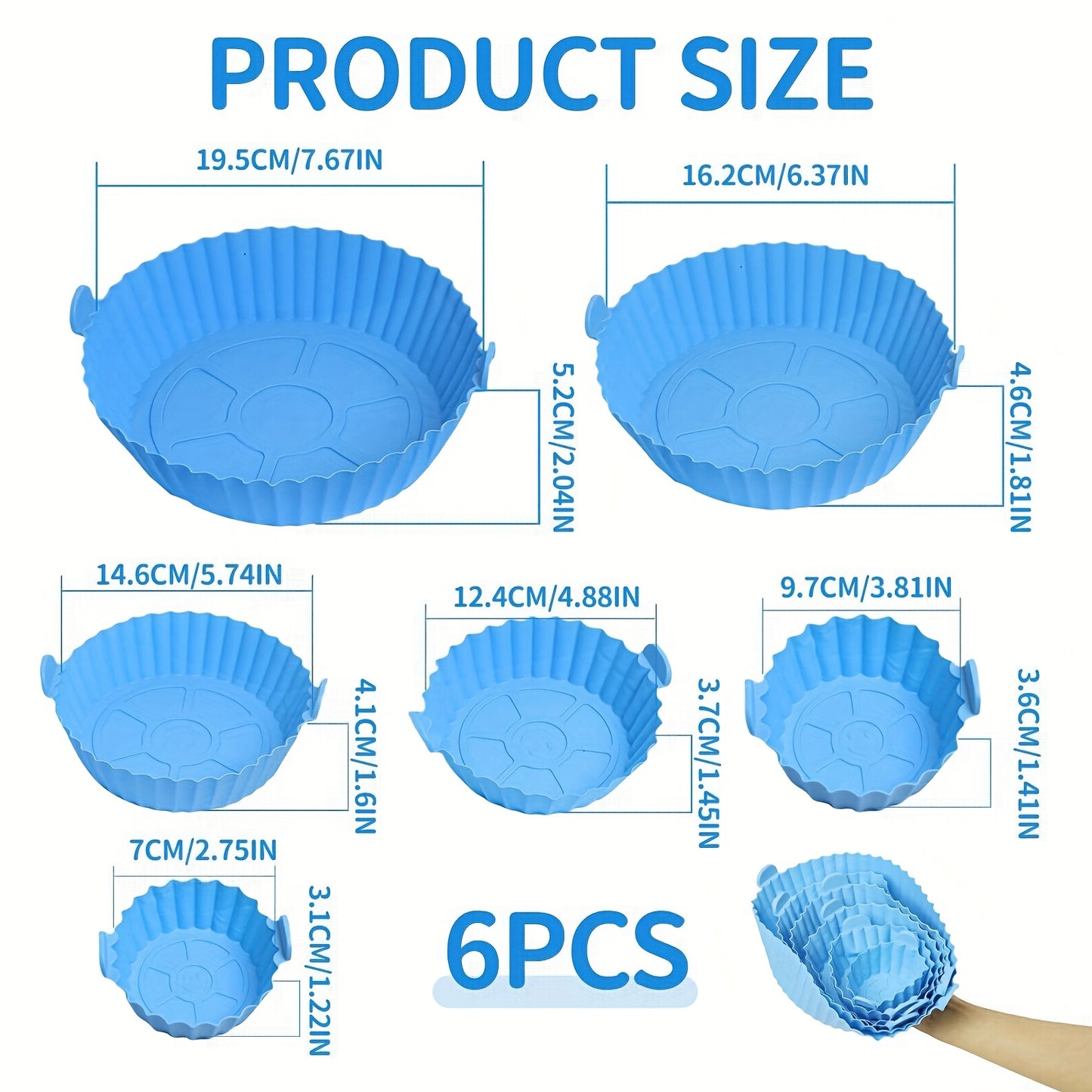6pcs Silicone Air Fryer Liners