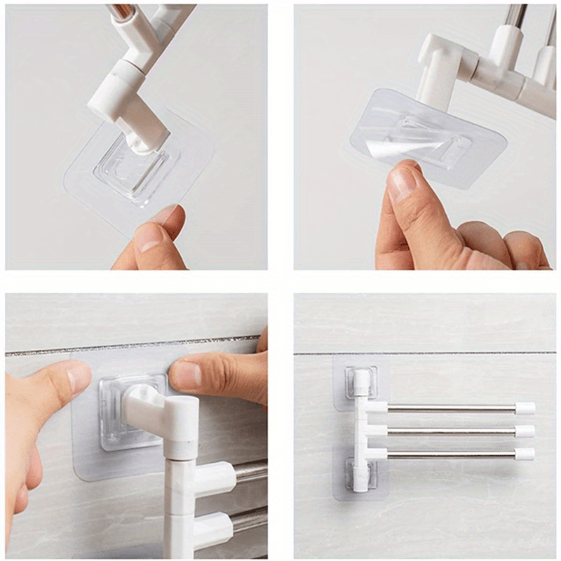 Modern Wall-Mounted Bathroom Towel Rack with 180° Rotating Hooks