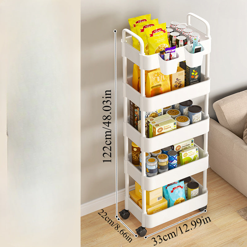 5-Tier Plastic Storage Cart with Heavy-Duty Shelves & Easy-Move Design