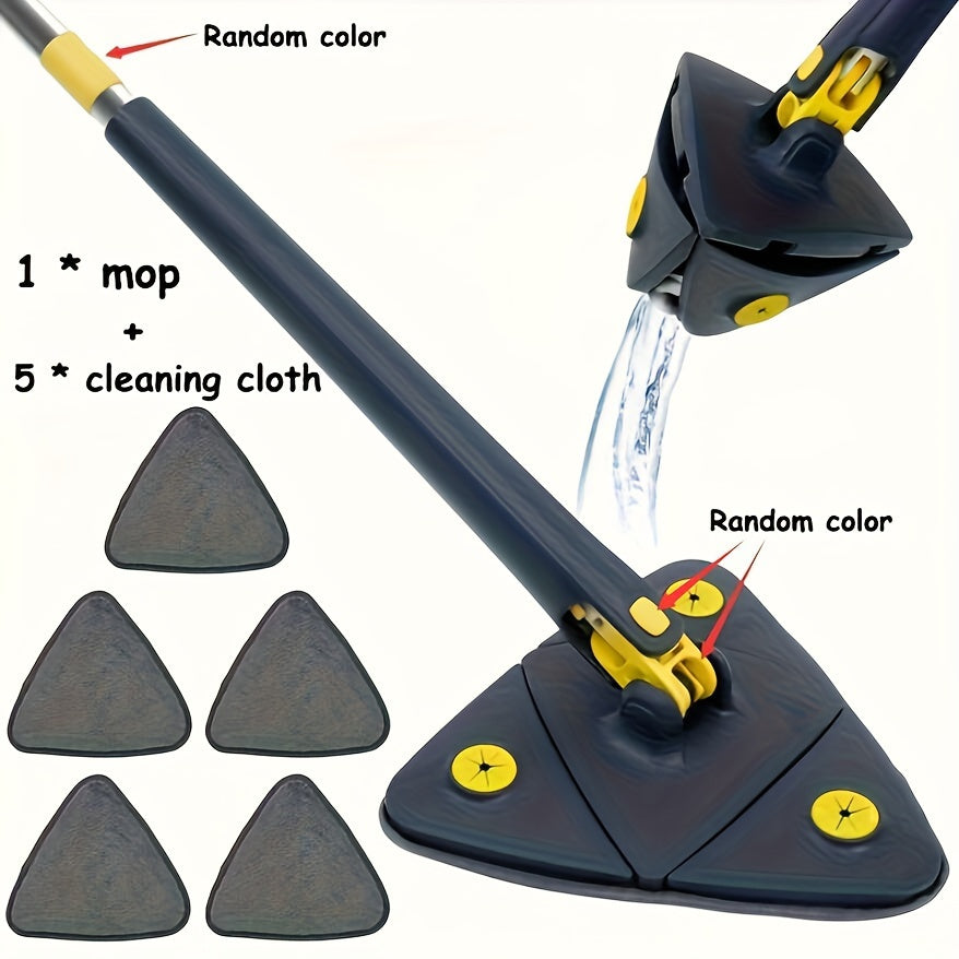 360° Rotating Triangle Wet and Dry Mop Set with 5 Microfiber Pads