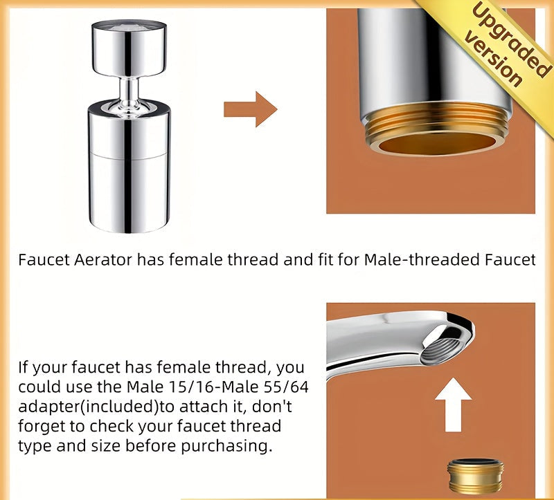 360° Rotating Dual-Mode Kitchen and Bathroom Splash Guard Faucet Aerator