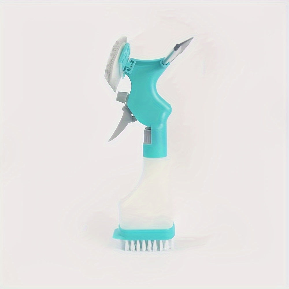 Versatile 4-in-1 Glass Cleaner Brush with Spray, Scraper and Scrubbing