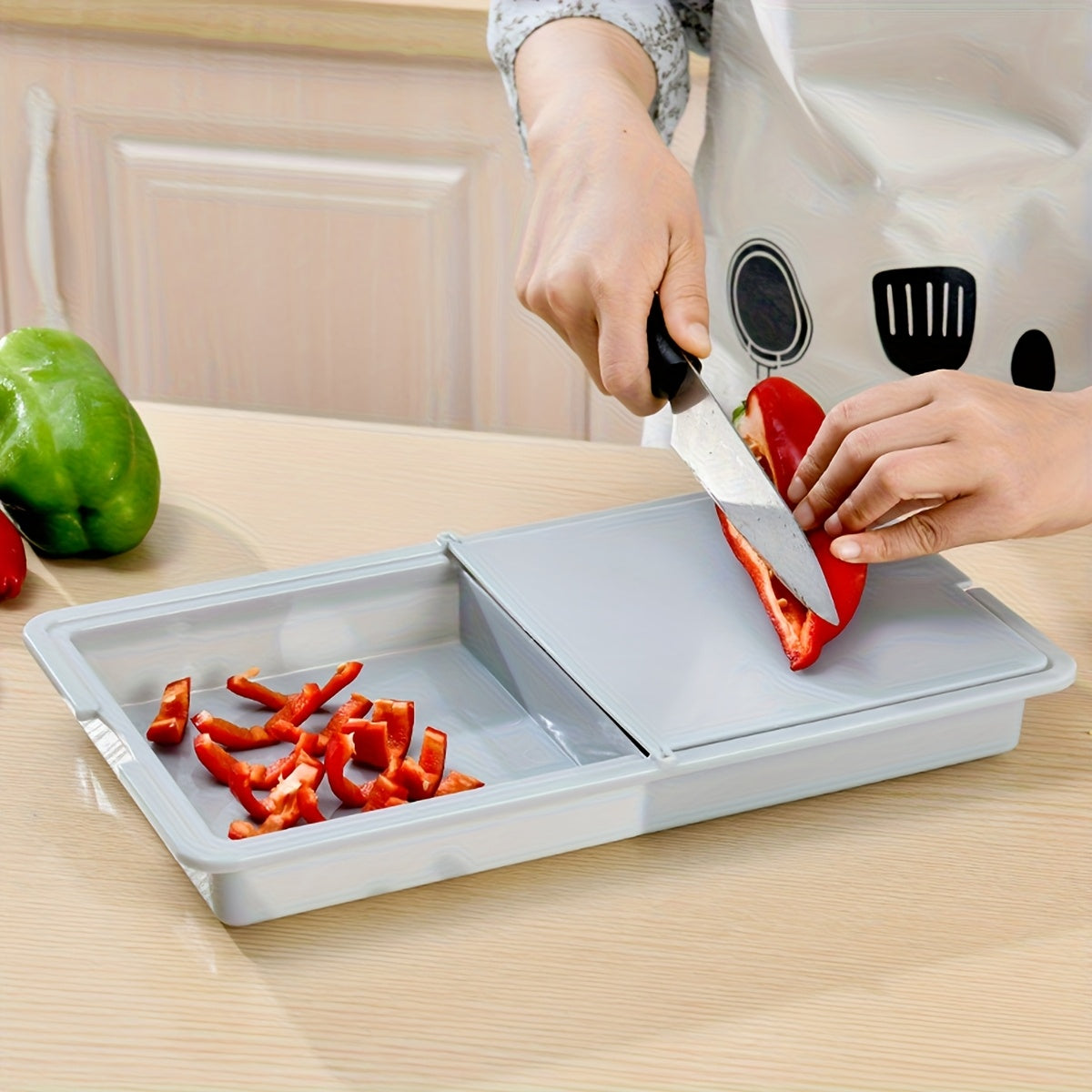 3-in-1 Integrated Cutting Board with Built-in Drain Basket & Storage Box