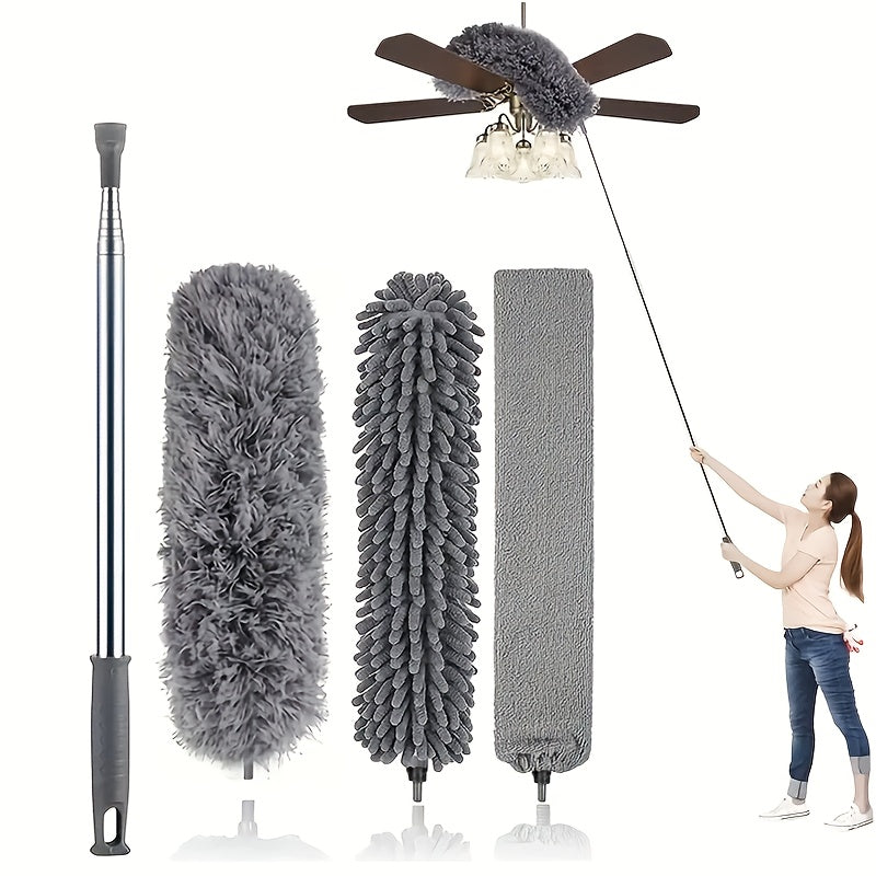 Microfiber Duster with Extension Pole Kit for High Ceilings