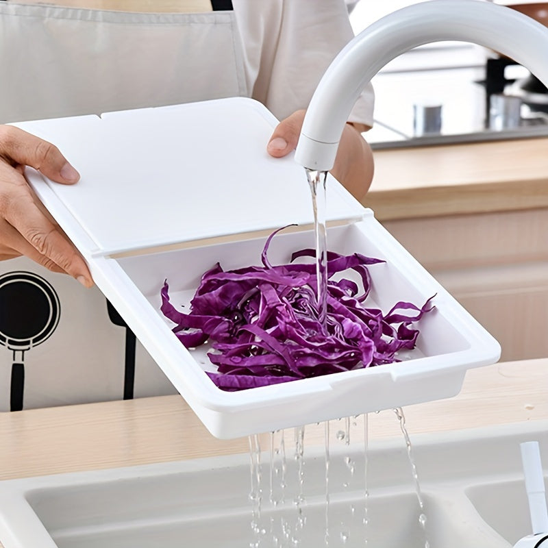 3-in-1 Integrated Cutting Board with Built-in Drain Basket & Storage Box