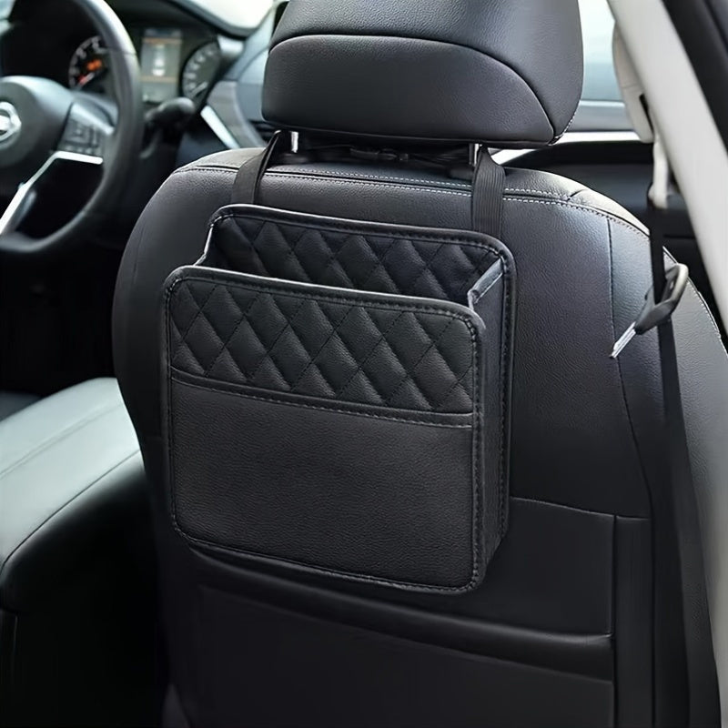 Faux Leather Car Seat Back Storage Bag