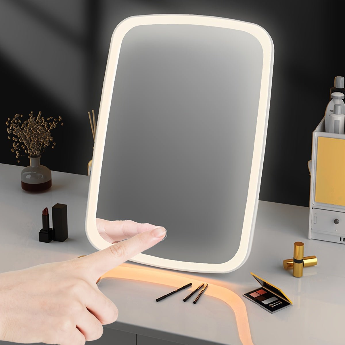 Compact LED Makeup Mirror with Touch Sensor and 3 Lighting Modes - HazMarket