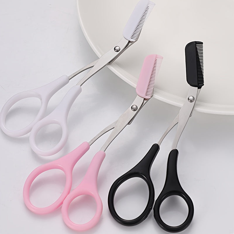 Stainless Steel Eyebrow Trimming Scissors with Comb