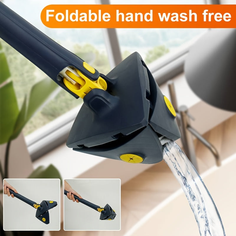 360° Rotating Triangle Wet and Dry Mop Set with 5 Microfiber Pads