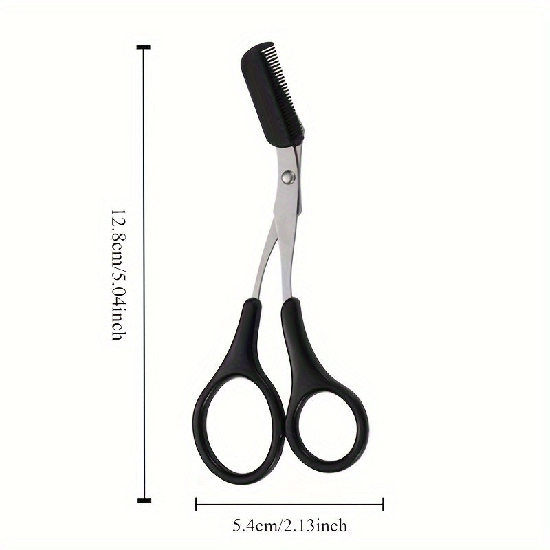 Stainless Steel Eyebrow Trimming Scissors with Comb