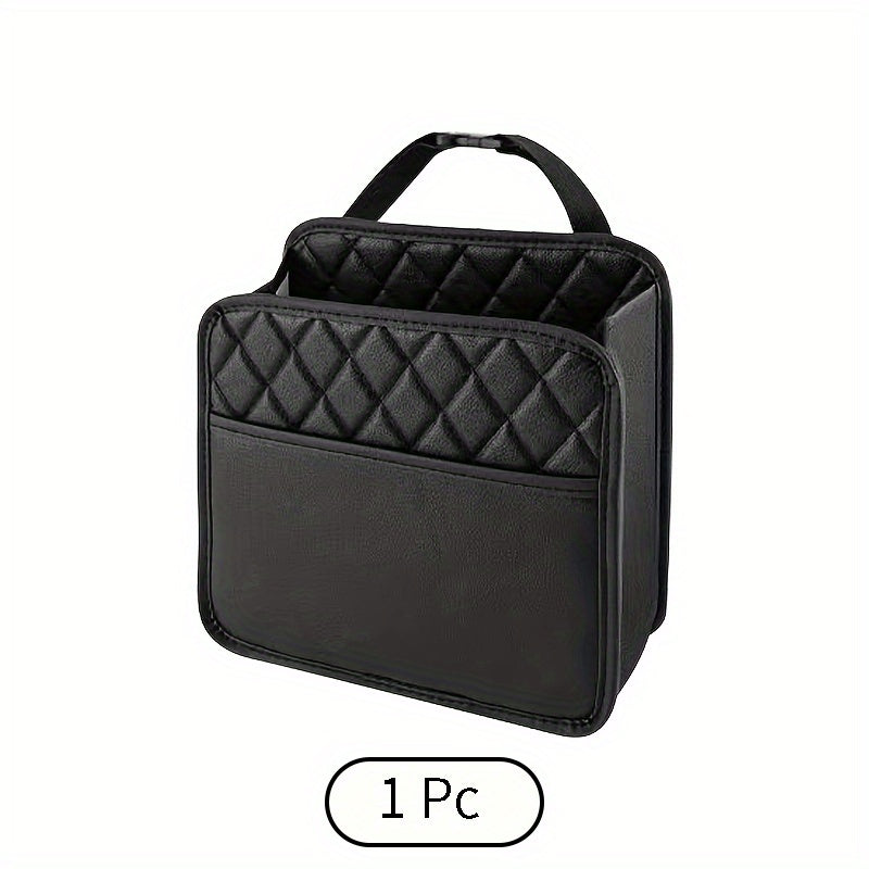 Faux Leather Car Seat Back Storage Bag