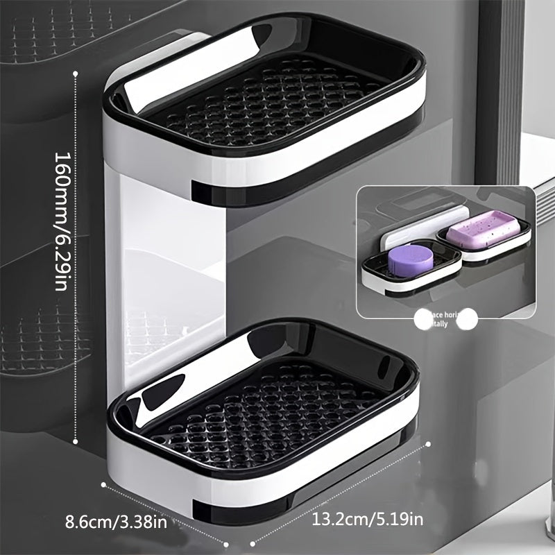 Double-Layer Wall-Mounted Soap Dish with Drain Function