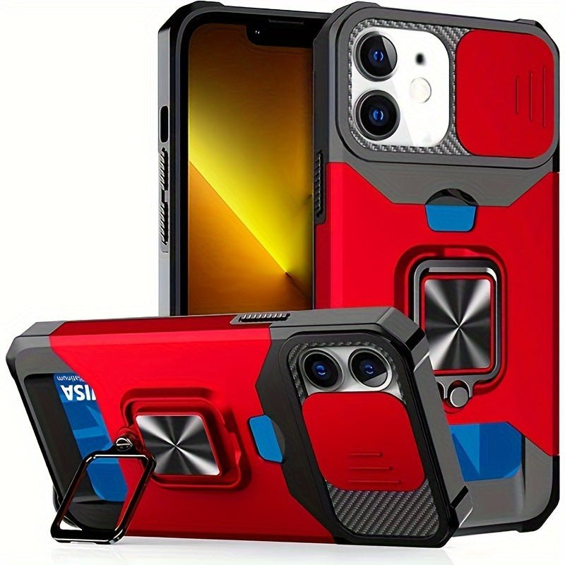 Heavy - Duty Shockproof iPhone Case with a Metal Stand And Card Slot - HazMarket