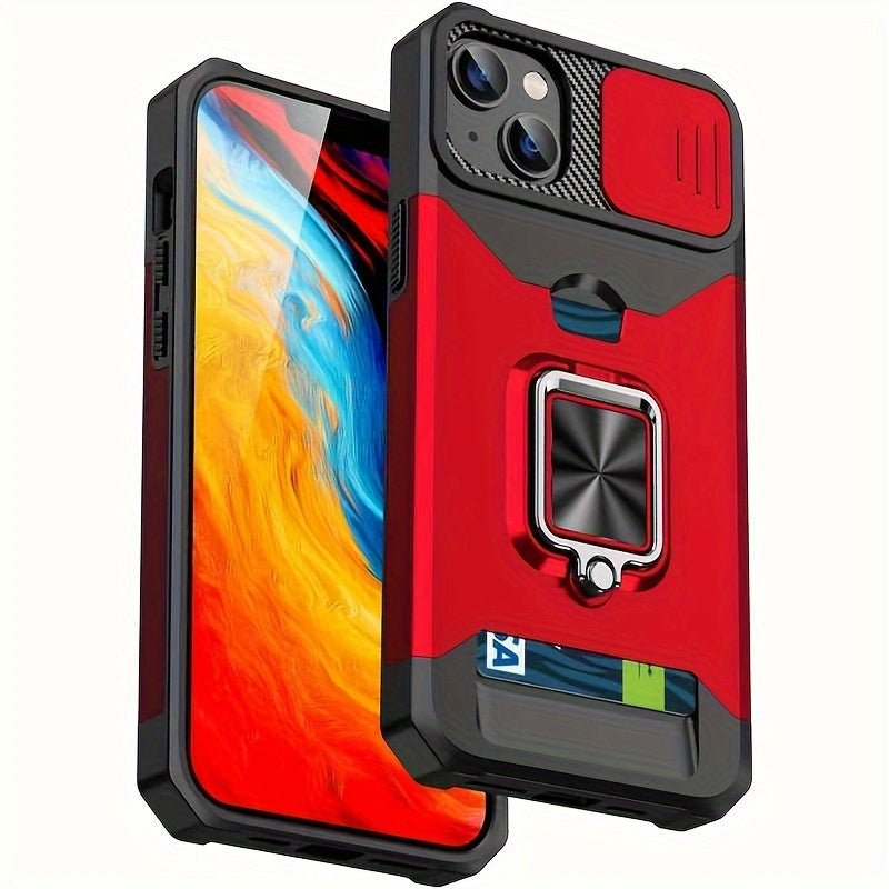 Heavy - Duty Shockproof iPhone Case with a Metal Stand And Card Slot - HazMarket