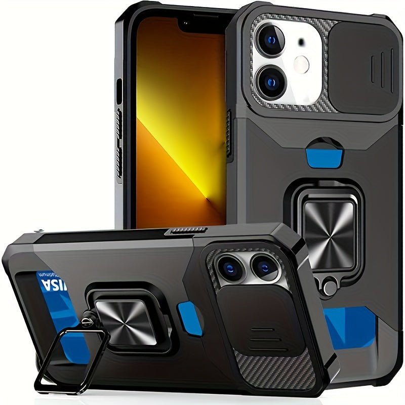 Heavy - Duty Shockproof iPhone Case with a Metal Stand And Card Slot - HazMarket