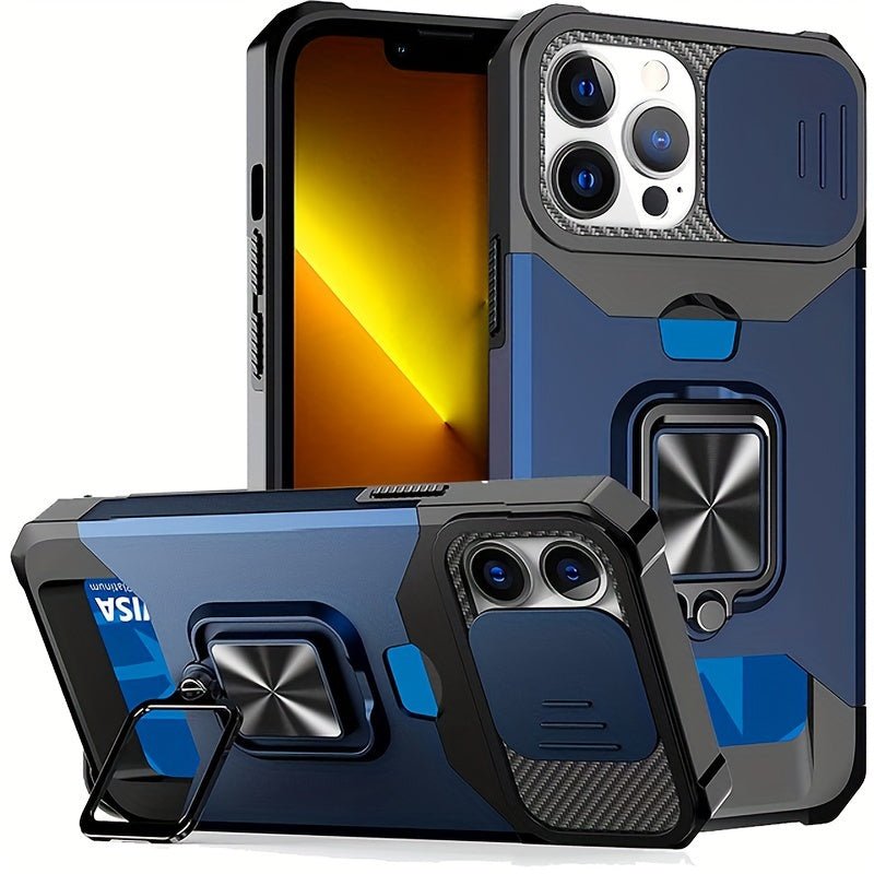 Heavy - Duty Shockproof iPhone Case with a Metal Stand And Card Slot - HazMarket
