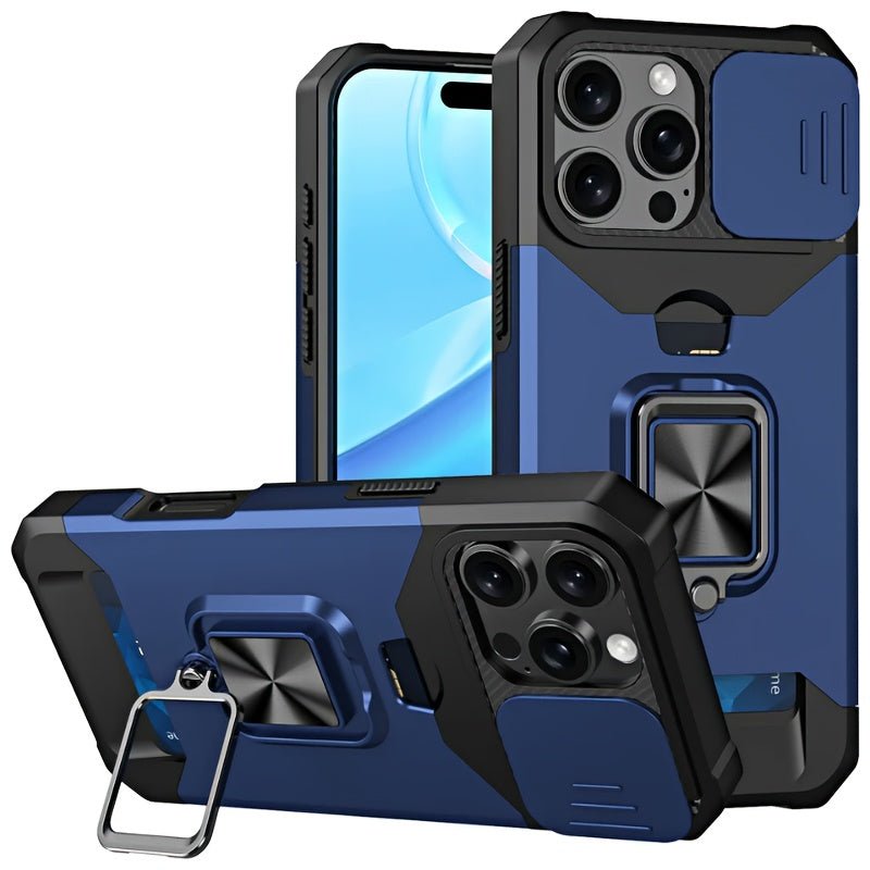 Heavy - Duty Shockproof iPhone Case with a Metal Stand And Card Slot - HazMarket