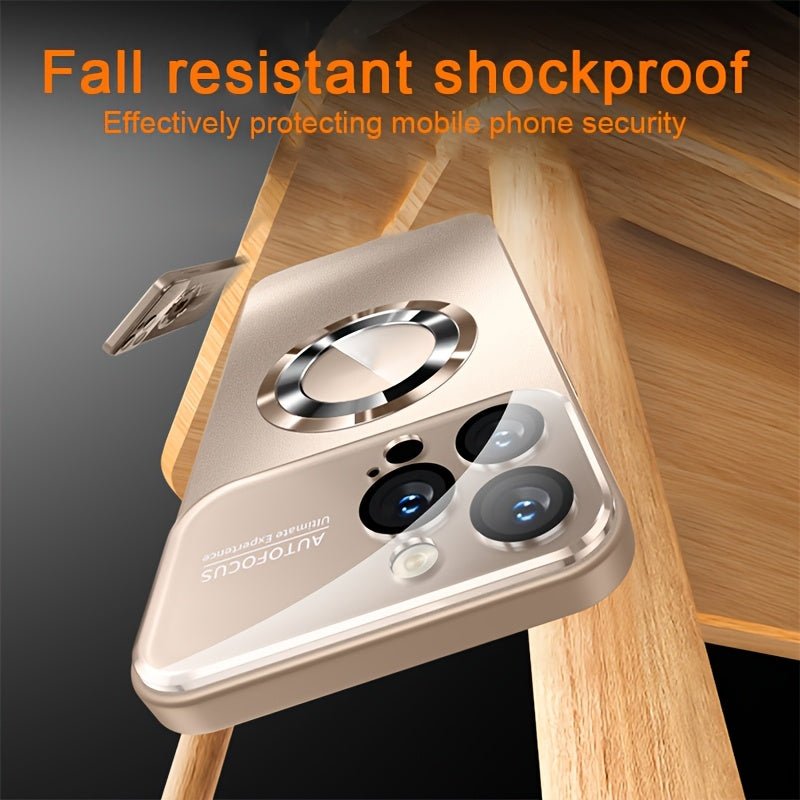 Luxury Titanium - Colored Glass Window Magnetic Wireless Charging iPhone Case - HazMarket
