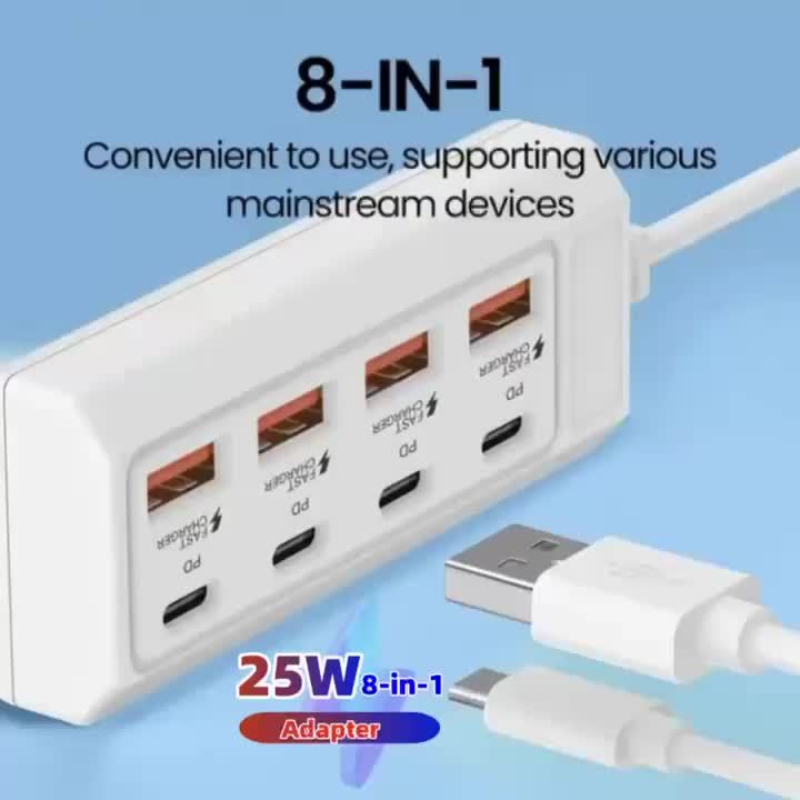 Multi - Port Fast Charging 4 USB + 4 Type - C - HazMarket