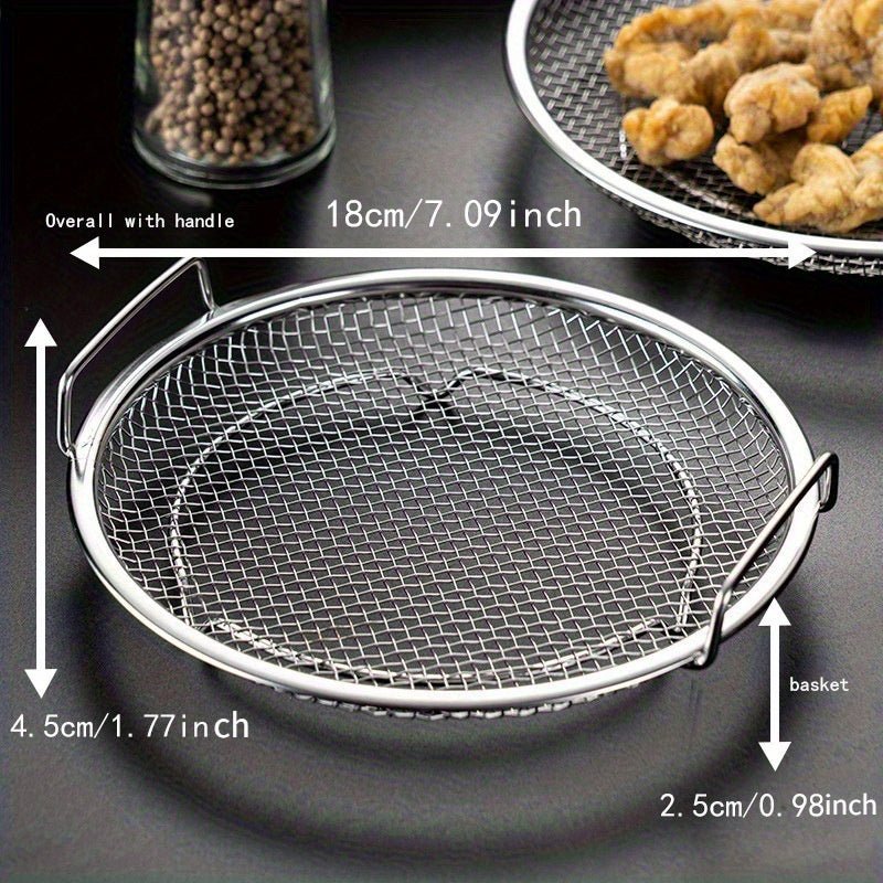 Reusable Round Stainless Steel Oil Filter Tray with Mesh Basket - HazMarket
