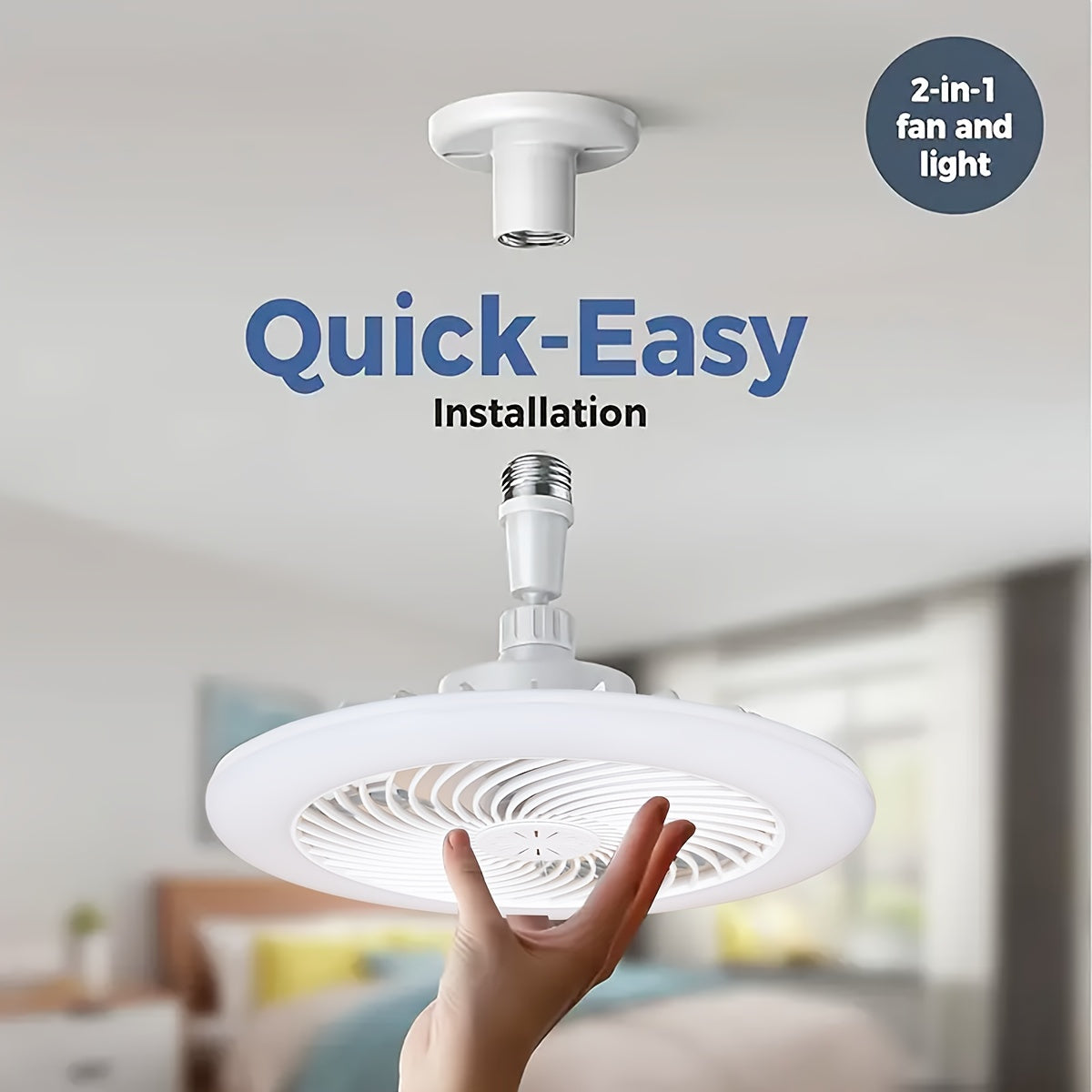 Quiet 50W LED Ceiling Fan Light with Remote Control