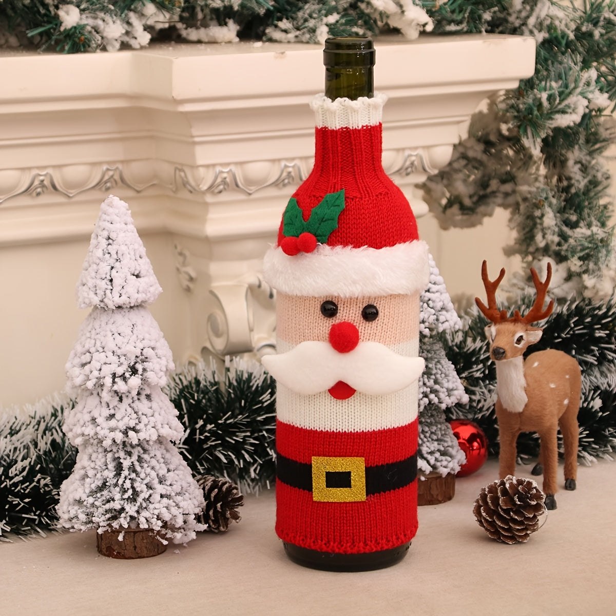3pcs Christmas Wine Knitted Bottle Cover