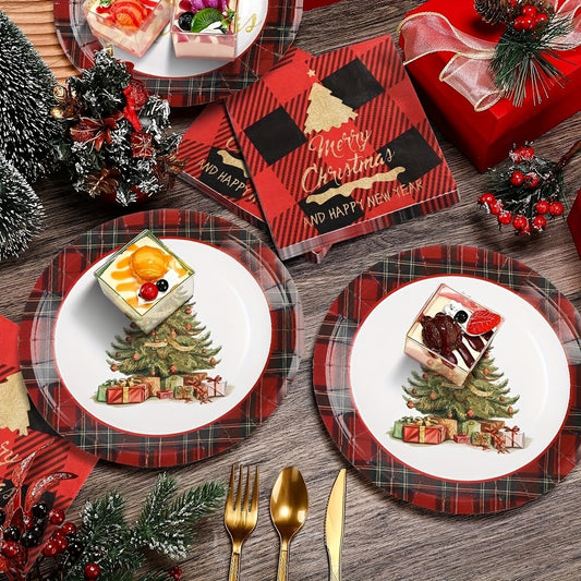 50pcs of Christmas-themed Tableware Set