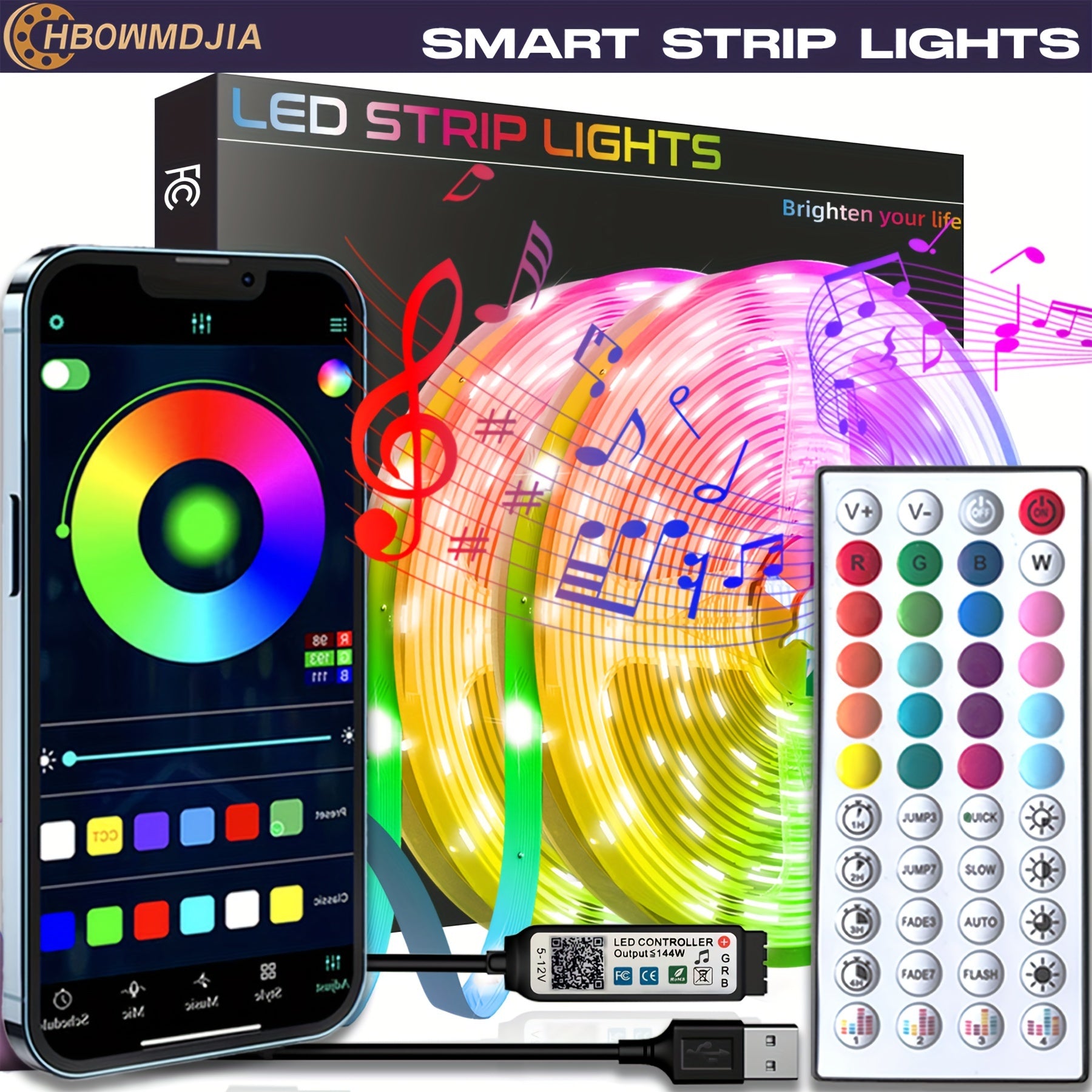 Smart Control Music Sync Color Changing Strip Lights