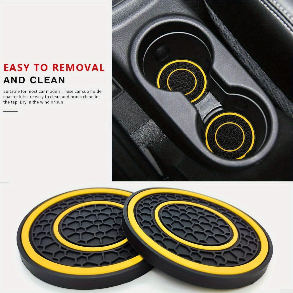 2pcs PVC Double Ring Car Cup Holder Pads