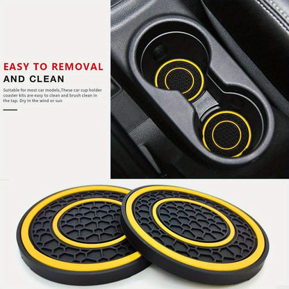 2pcs PVC Double Ring Car Cup Holder Pads