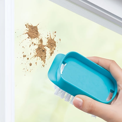 Versatile 4-in-1 Glass Cleaner Brush with Spray, Scraper and Scrubbing