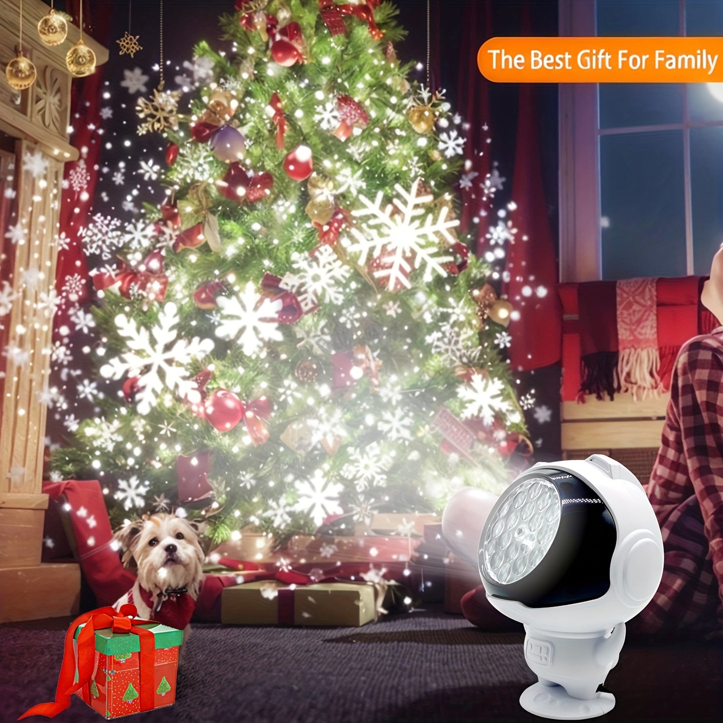 USB-Powered LED Snowflake & Christmas Tree Projector Light