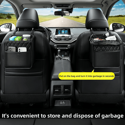 Faux Leather Car Seat Back Storage Bag