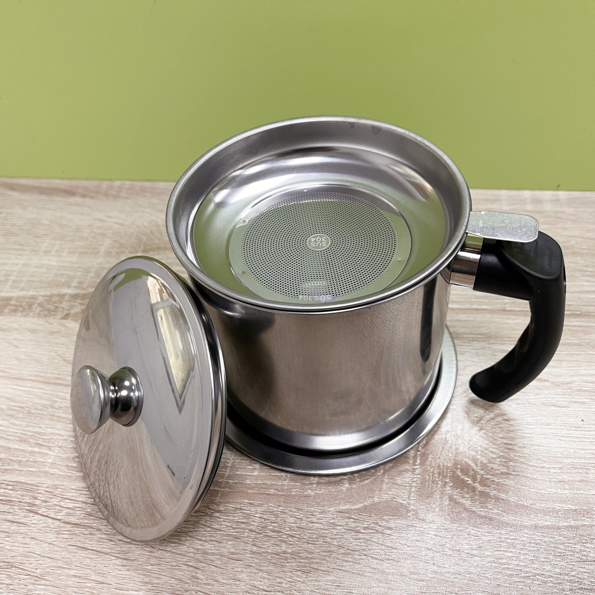 1.4L Stainless Steel Grease Container with Strainer - HazMarket