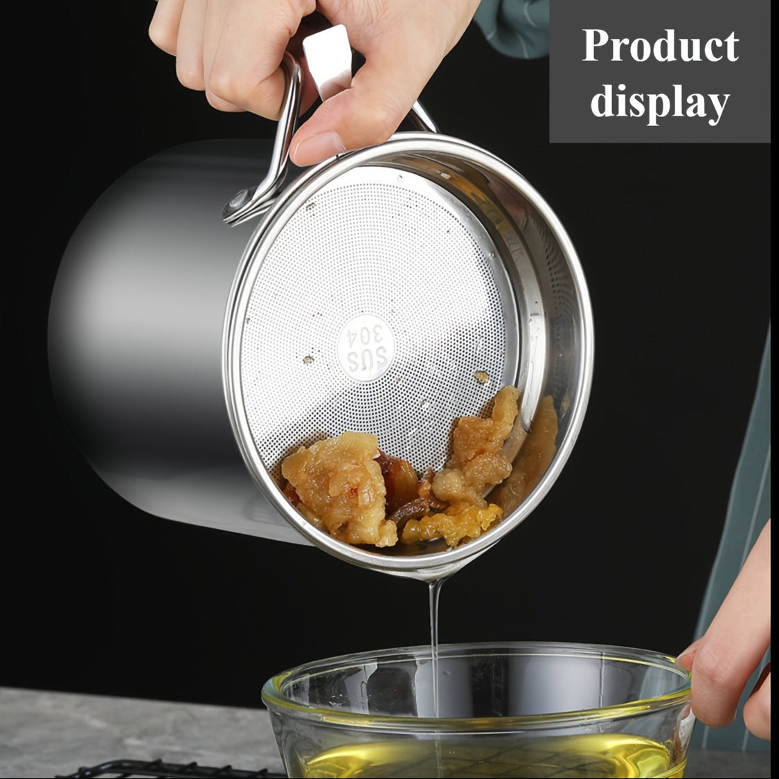 1.4L Stainless Steel Grease Container with Strainer - HazMarket