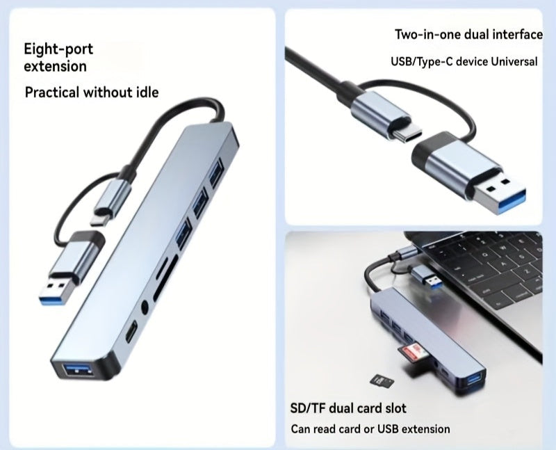 8-in-1 USB Hub for Laptops & Desktops