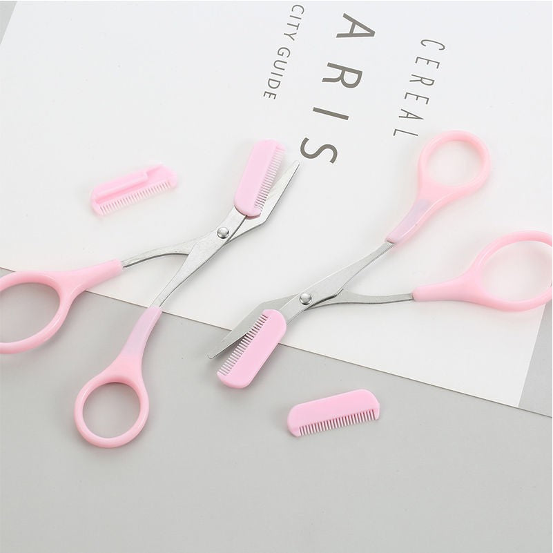 Stainless Steel Eyebrow Trimming Scissors with Comb