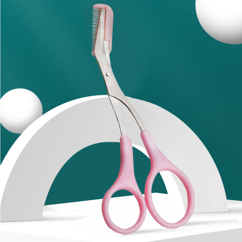 Stainless Steel Eyebrow Trimming Scissors with Comb