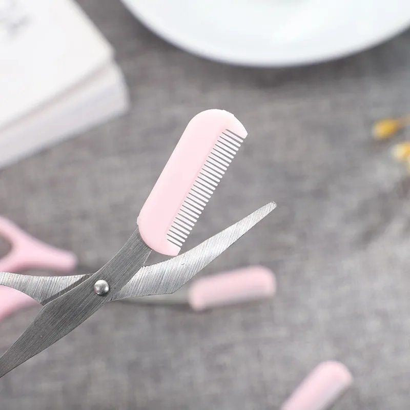 Stainless Steel Eyebrow Trimming Scissors with Comb