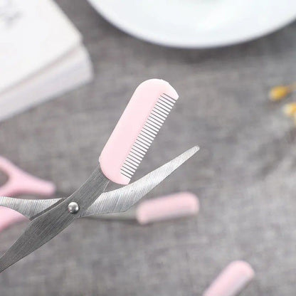 Stainless Steel Eyebrow Trimming Scissors with Comb