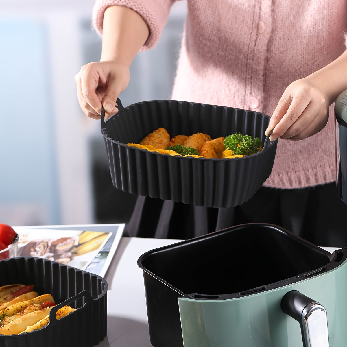1pc Reusable Silicone Air Fryer Liners