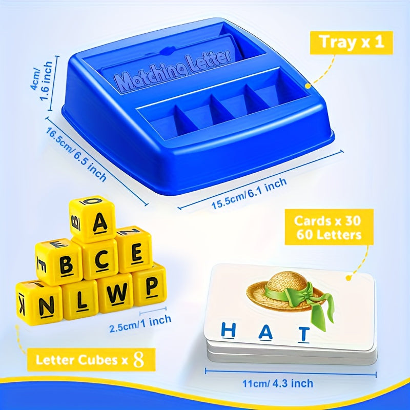Educational Spelling Flash Cards for Learning Vocabulary with Letter Blocks