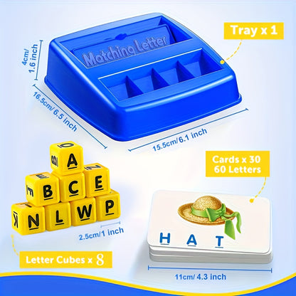 Educational Spelling Flash Cards for Learning Vocabulary with Letter Blocks